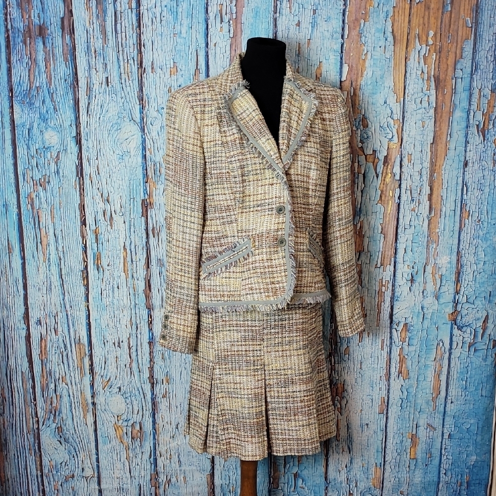 Larry Levine Tweed Skirt Suit Set